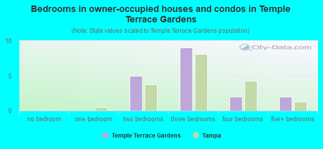 Bedrooms in owner-occupied houses and condos in Temple Terrace Gardens