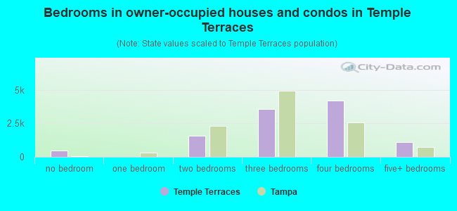 Bedrooms in owner-occupied houses and condos in Temple Terraces