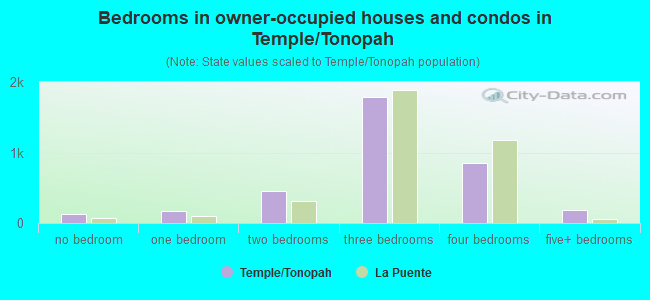 Bedrooms in owner-occupied houses and condos in Temple/Tonopah