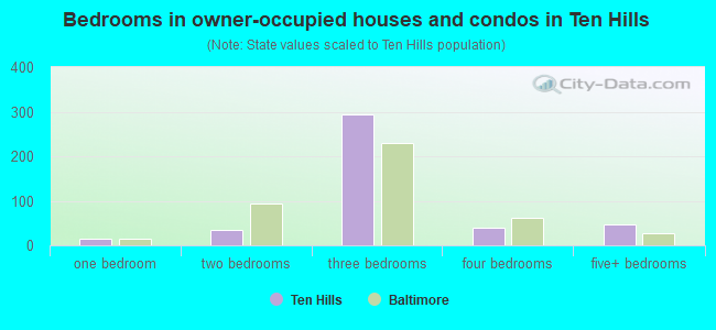 Bedrooms in owner-occupied houses and condos in Ten Hills
