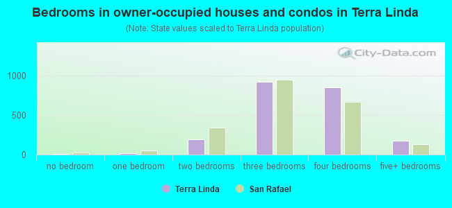 Bedrooms in owner-occupied houses and condos in Terra Linda
