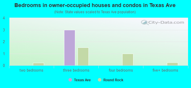 Bedrooms in owner-occupied houses and condos in Texas Ave