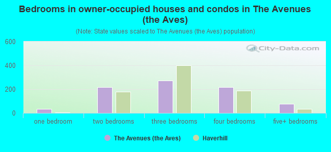 Bedrooms in owner-occupied houses and condos in The Avenues (the Aves)