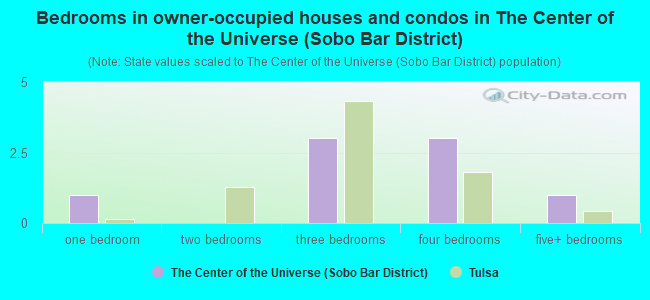 Bedrooms in owner-occupied houses and condos in The Center of the Universe (Sobo Bar District)