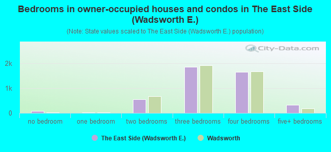 Bedrooms in owner-occupied houses and condos in The East Side (Wadsworth E.)