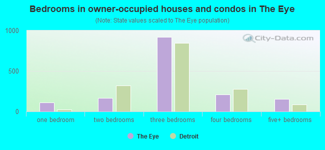 Bedrooms in owner-occupied houses and condos in The Eye