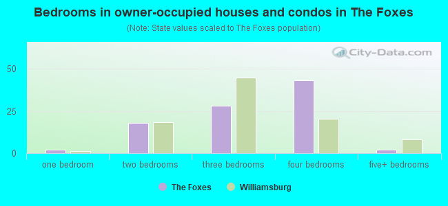 Bedrooms in owner-occupied houses and condos in The Foxes