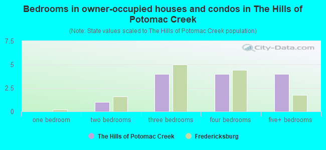 Bedrooms in owner-occupied houses and condos in The Hills of Potomac Creek