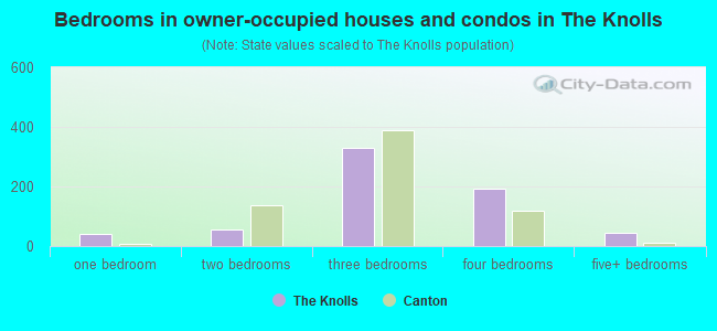 Bedrooms in owner-occupied houses and condos in The Knolls
