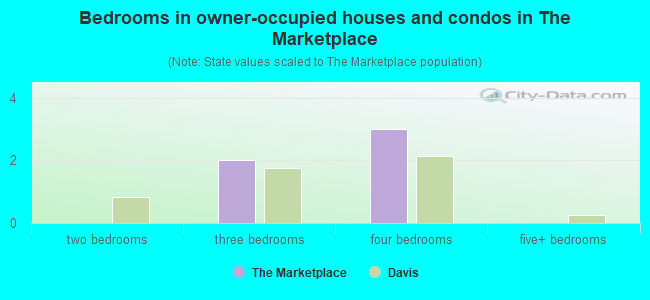 Bedrooms in owner-occupied houses and condos in The Marketplace