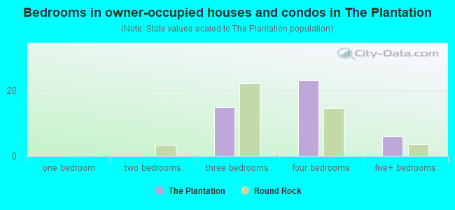 Bedrooms in owner-occupied houses and condos in The Plantation