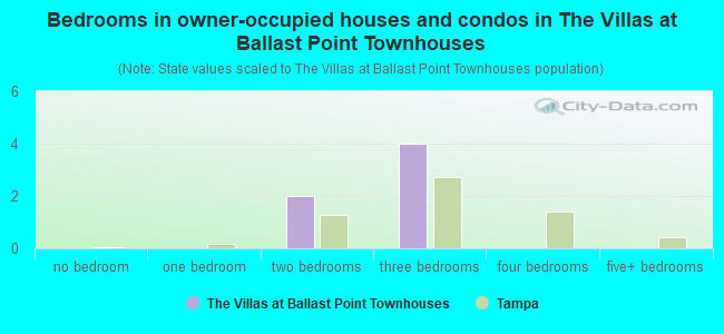 Bedrooms in owner-occupied houses and condos in The Villas at Ballast Point Townhouses