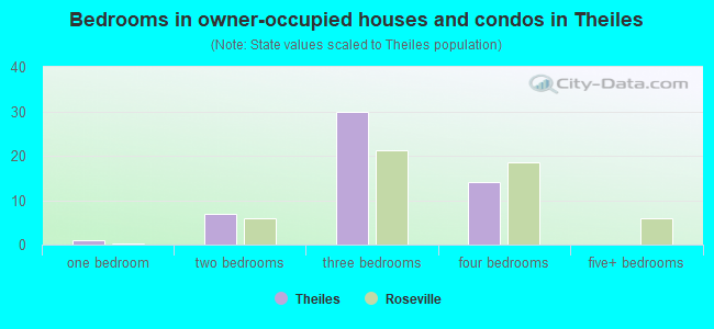 Bedrooms in owner-occupied houses and condos in Theiles