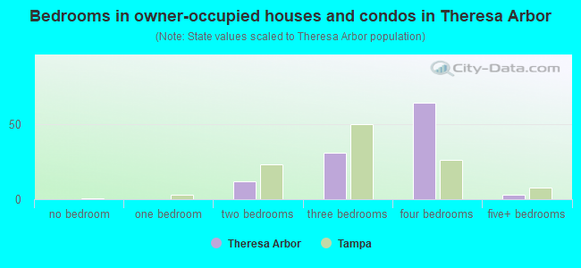 Bedrooms in owner-occupied houses and condos in Theresa Arbor