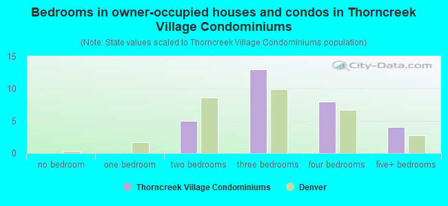 Bedrooms in owner-occupied houses and condos in Thorncreek Village Condominiums