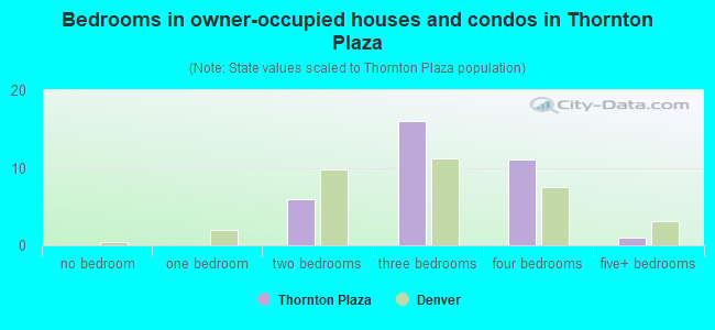 Bedrooms in owner-occupied houses and condos in Thornton Plaza
