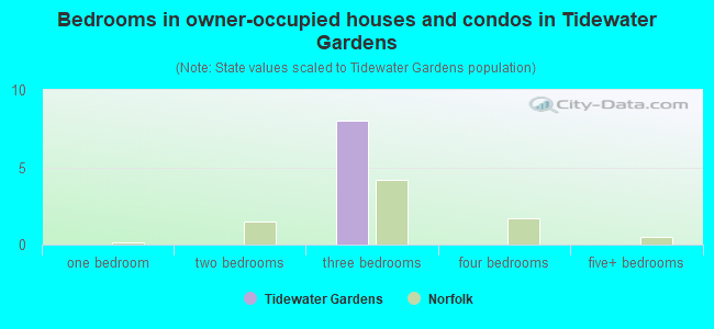 Bedrooms in owner-occupied houses and condos in Tidewater Gardens