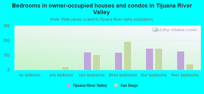 Bedrooms in owner-occupied houses and condos in Tijuana River Valley