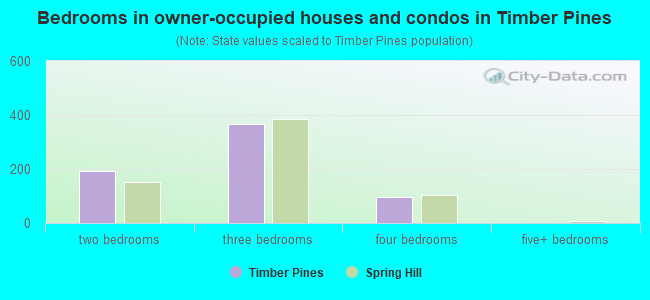 Bedrooms in owner-occupied houses and condos in Timber Pines
