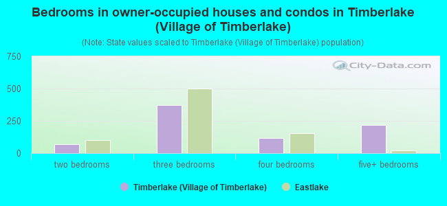 Bedrooms in owner-occupied houses and condos in Timberlake (Village of Timberlake)