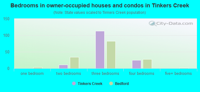 Bedrooms in owner-occupied houses and condos in Tinkers Creek