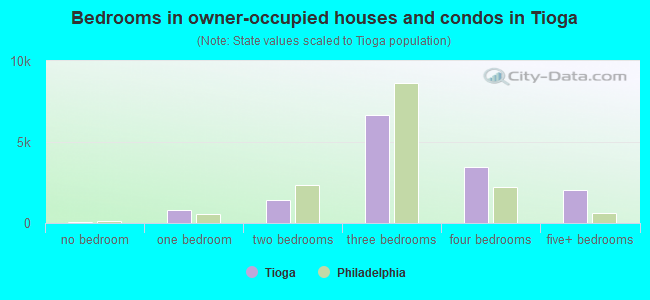 Bedrooms in owner-occupied houses and condos in Tioga