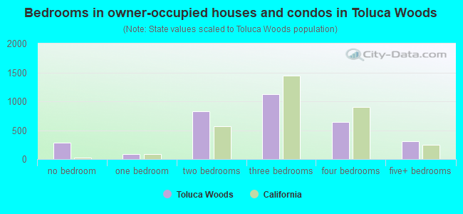 Bedrooms in owner-occupied houses and condos in Toluca Woods