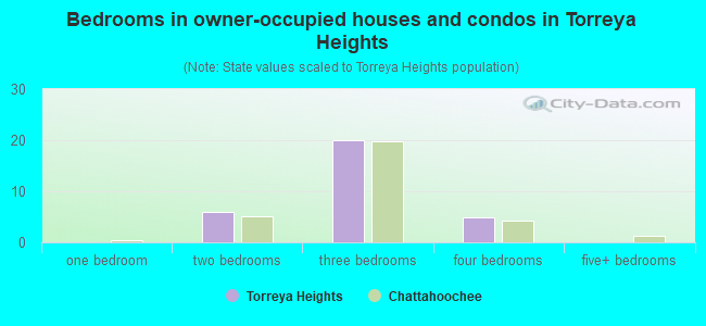 Bedrooms in owner-occupied houses and condos in Torreya Heights