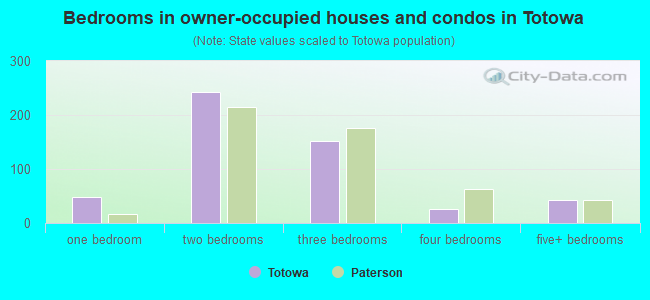 Bedrooms in owner-occupied houses and condos in Totowa