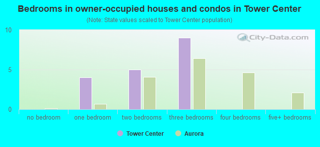 Bedrooms in owner-occupied houses and condos in Tower Center