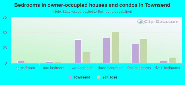 Bedrooms in owner-occupied houses and condos in Townsend