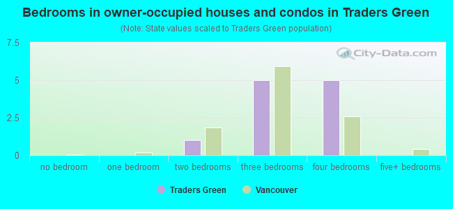 Bedrooms in owner-occupied houses and condos in Traders Green