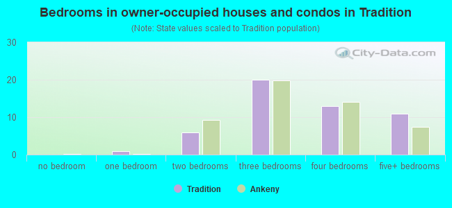 Bedrooms in owner-occupied houses and condos in Tradition