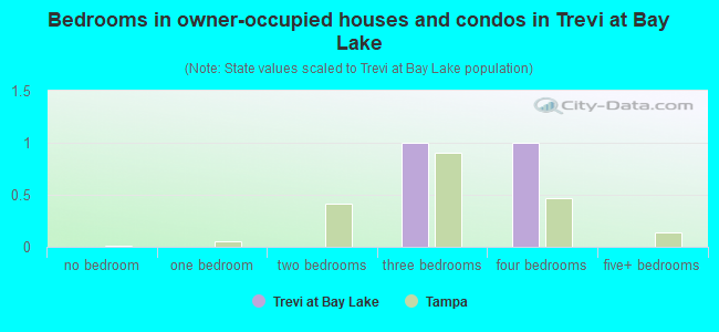 Bedrooms in owner-occupied houses and condos in Trevi at Bay Lake