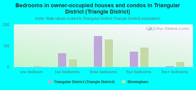 Bedrooms in owner-occupied houses and condos in Triangular District (Triangle District)