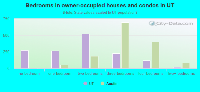 Bedrooms in owner-occupied houses and condos in UT