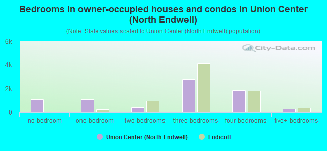 Bedrooms in owner-occupied houses and condos in Union Center (North Endwell)