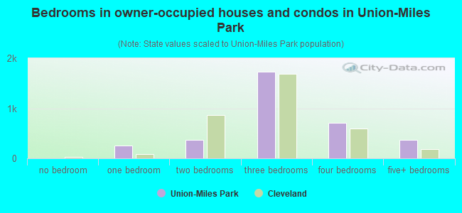 Bedrooms in owner-occupied houses and condos in Union-Miles Park