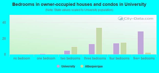 Bedrooms in owner-occupied houses and condos in University