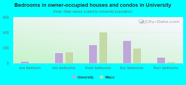 Bedrooms in owner-occupied houses and condos in University