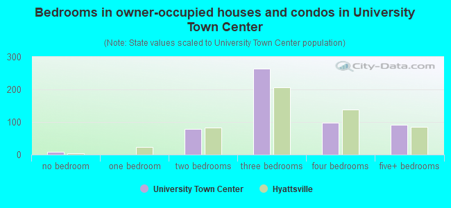 Bedrooms in owner-occupied houses and condos in University Town Center