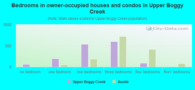 Bedrooms in owner-occupied houses and condos in Upper Boggy Creek