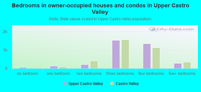 Bedrooms in owner-occupied houses and condos in Upper Castro Valley