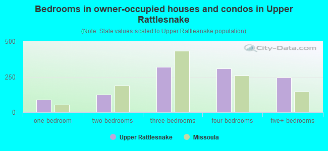 Bedrooms in owner-occupied houses and condos in Upper Rattlesnake