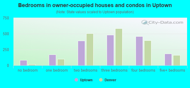 Bedrooms in owner-occupied houses and condos in Uptown