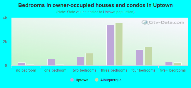 Bedrooms in owner-occupied houses and condos in Uptown