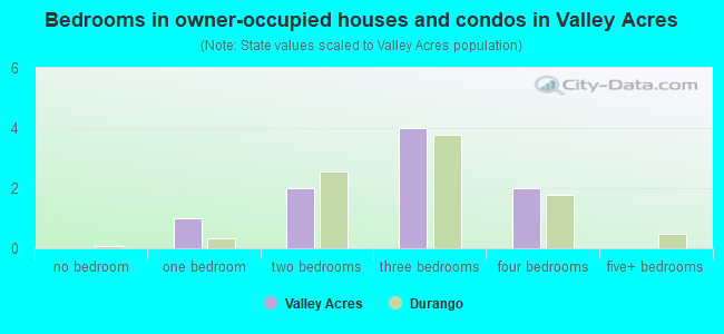 Bedrooms in owner-occupied houses and condos in Valley Acres