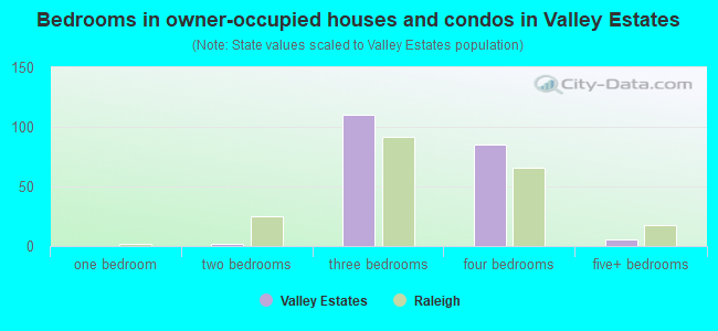 Bedrooms in owner-occupied houses and condos in Valley Estates