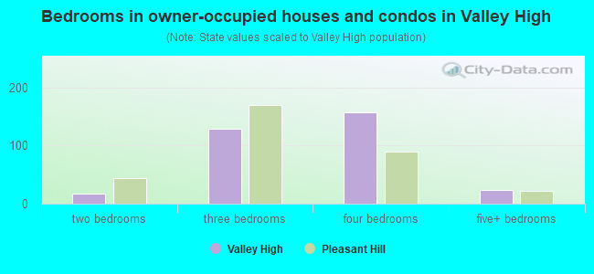 Bedrooms in owner-occupied houses and condos in Valley High