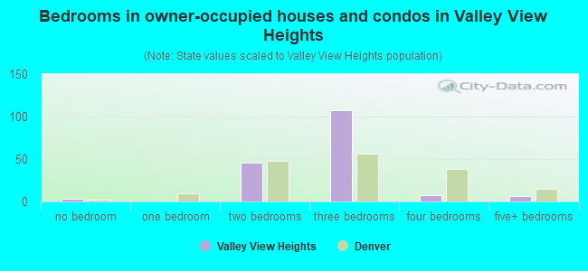Bedrooms in owner-occupied houses and condos in Valley View Heights